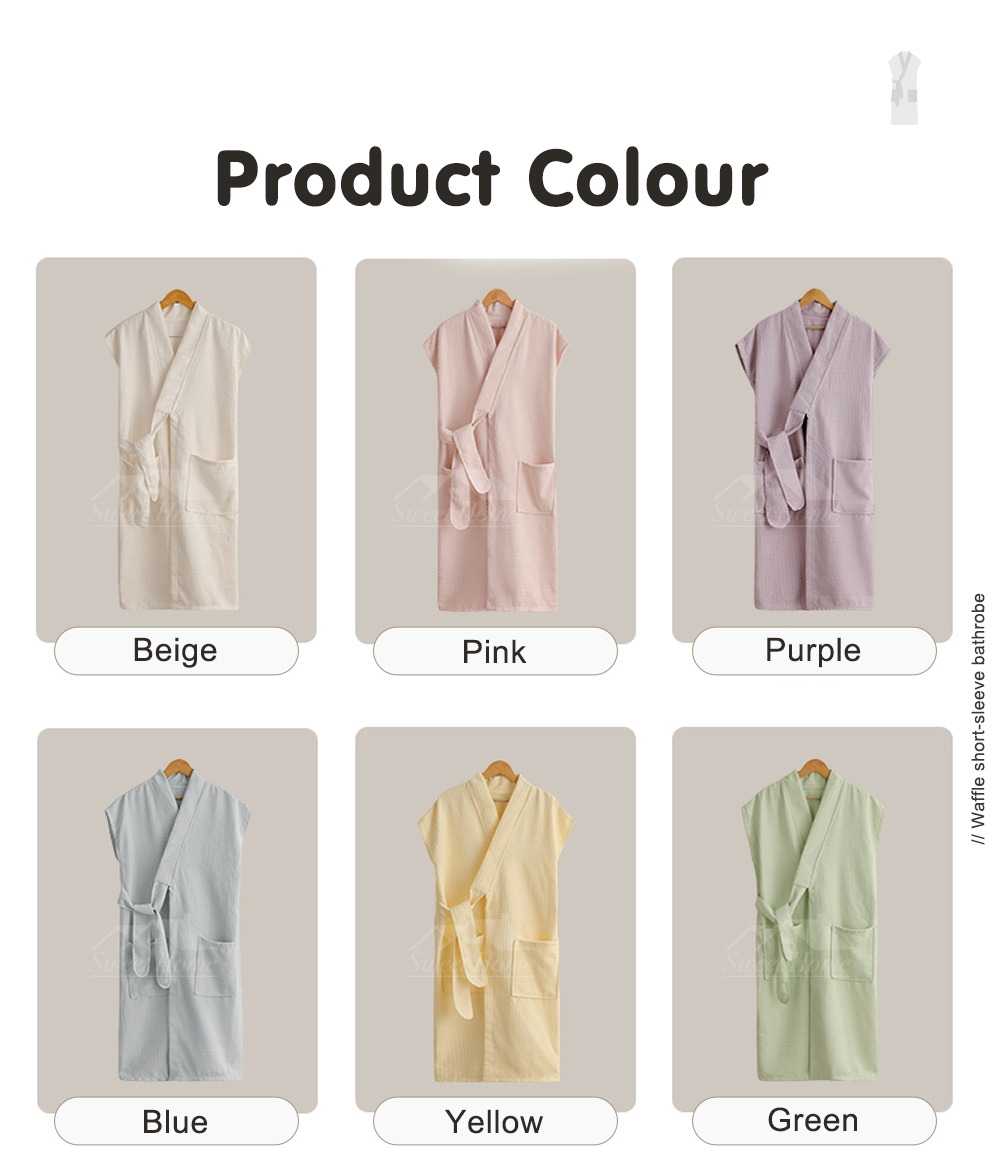 Waffle Short-sleeve Bathrobe-8